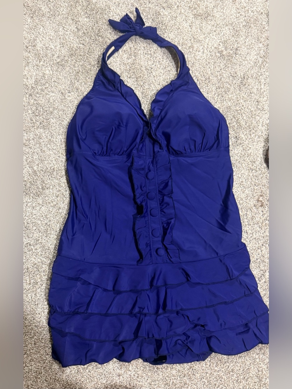 Cocopear Women’s Navy Blue Ruffle One-Piece Swimsuit